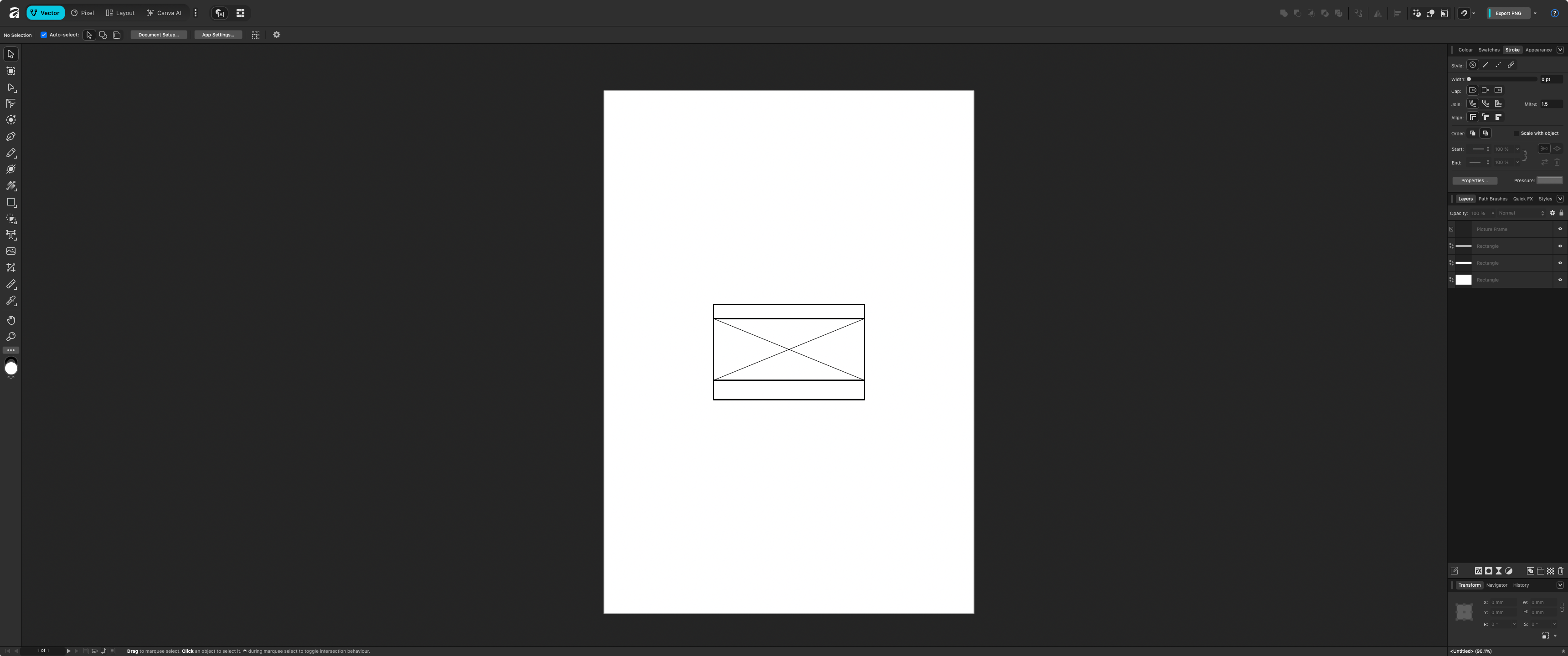 The ticket template in Affinity